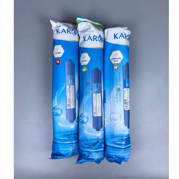 Bộ 3 lõi lọc nước Karofi chức năng 568 (T33, Mineral, Nano Silver) bổ sung khoáng, cân bằng PH