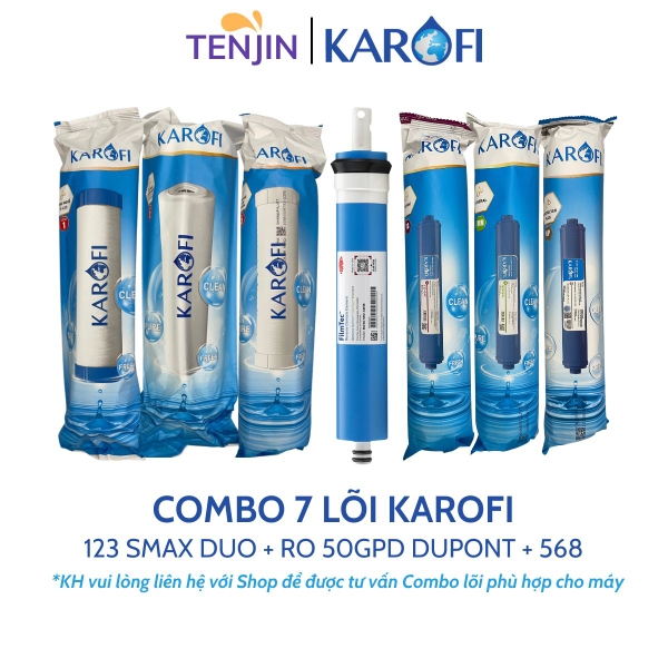 Combo 7 lõi lọc nước Karofi chính hãng dùng cho các máy lọc nước 7 cấp (123 RO50 T33, Min, Nano)