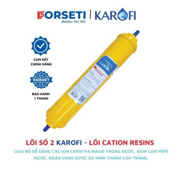 Lõi số 2 Karofi - Lõi Cation resins lắp máy K8RO-H - giúp làm mềm nước, ngăn chặn được sự hình thành cặn trắng