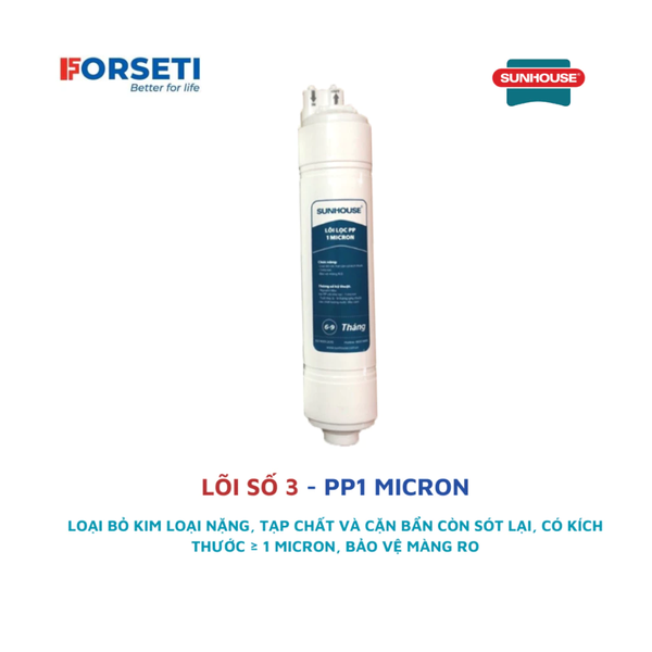 Bộ 3 lõi lọc thô đúc cắm nhanh dùng cho cây nước nóng lạnh Sunhouse model SHA76214CK-S