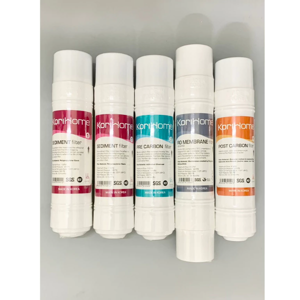 Combo 7 lõi lọc Korihome cho máy model máy Wpk-903, Wpk-928,... chính hãng (2sed,1pre,1RO,1Post,1Hydrogen,1Far)
