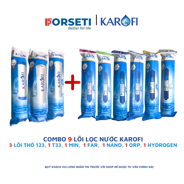 Combo 10 lõi lọc Karofi lắp được cho các dòng máy RO (123, RO 50GPD, T33, Mineral, Far, Nano, Orp, Hydrogen)