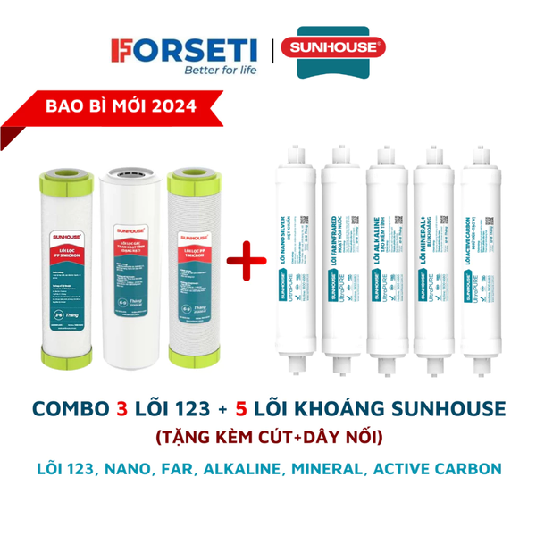 Combo 9 lõi lọc nước cho máy Sunhouse SHA76211CK; SHA76217CK; SHA8827K; SHA8817KP; SHA8849K....