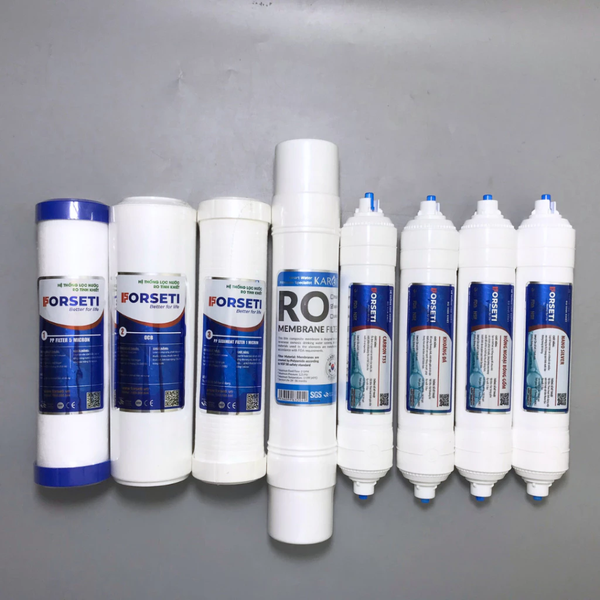 Combo 8 lõi lọc nước Forseti chính hãng dùng cho máy lọc nước RO (123, RO 100GPD Hàn, 5678)
