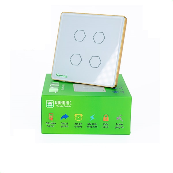 Công tác cảm ứng WiFi Hunonic 4 Nút, HV
