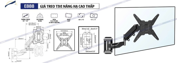GIÁ TREO TIVI ERGOTEK E888 (34" - 55")