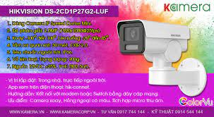 Camera IP quay quét Hikvision DS-2CD1P27G2-LUF 2MP ColorVu có màu ban đêm, mic thu âm