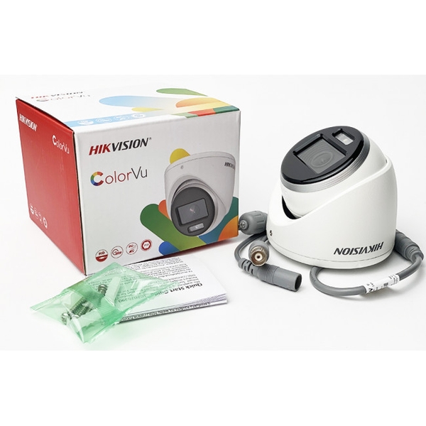 Camera bán cầu ColorVu 2MP Hikvision DS-2CE70DF0T-MF, đèn trắng 20m, IP67, bản kinh tế