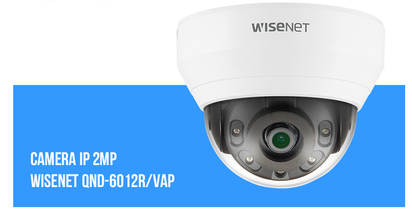Camera IP Dome Hanwha Wisenet QND-6012R/VAP 2MP, ống kính 2.8mm, hồng ngoại 20m, PoE, WDR 120dB