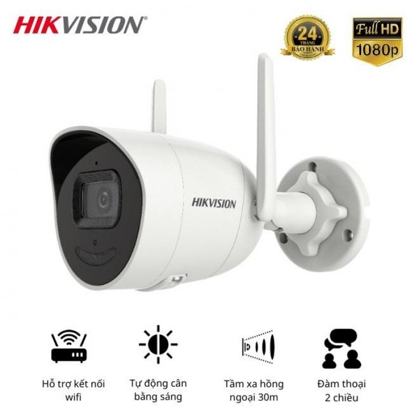Camera IP Wifi Hikvision DS-2CV2021G2-IDW 2MP thân trụ, đàm thoại 2 chiều, IR 30m