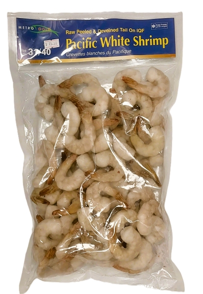 Metro Gold, Pacific White Shrimp PTO 31/40 IQF Chn, 2Lbs