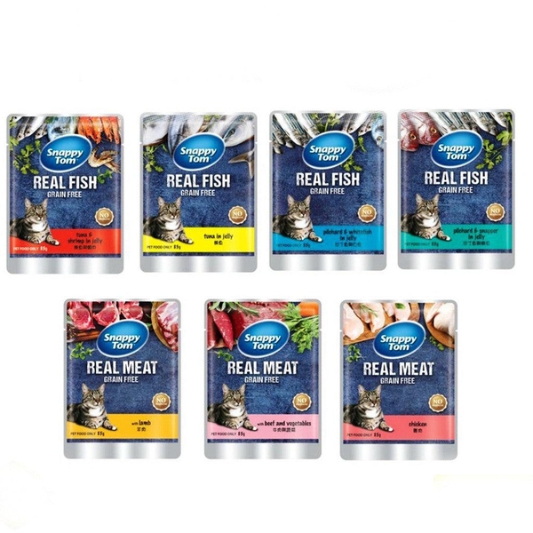 Pate Mèo Snappy Tom Real Fish Nhiều Vị (85g)