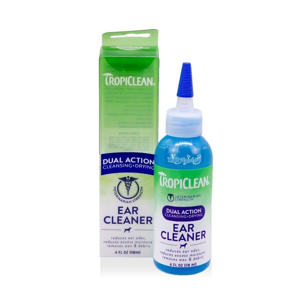 Dung Vệ Vệ Sinh Tai Chó Mèo Tropiclean Dual Action (118ml) (Mỹ)