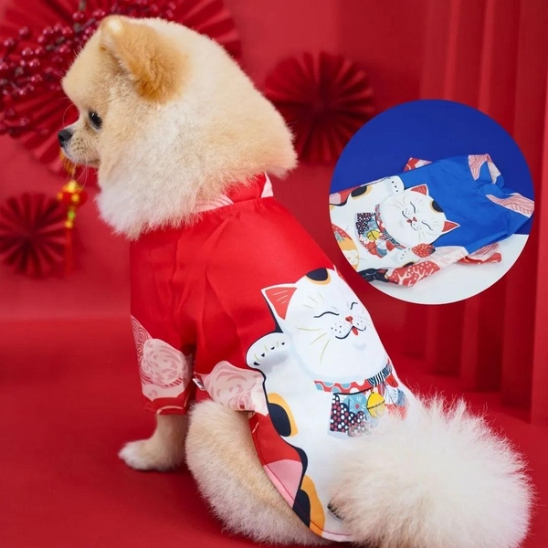Phụ Kiện Thú Cưng Áo Dài Tết Lucky Cat Cho Chó Mèo