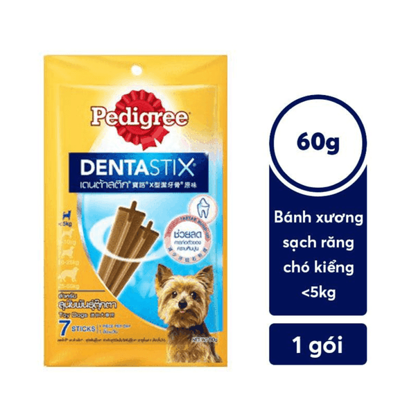 Bánh Thưởng Cho Chó Kiểng Dưới (5kg) Sạch Răng Pedigree Dentastix (60g)