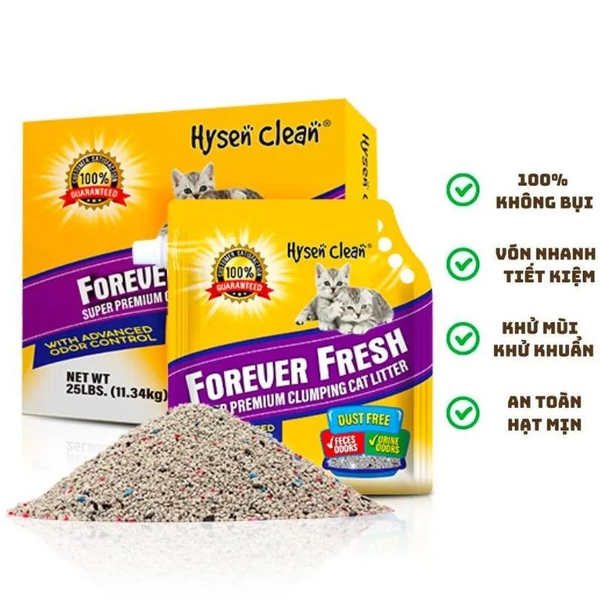 Cát Mèo Đất Sét Đá Khoáng Núi Lửa Hysen Clean (4kg)