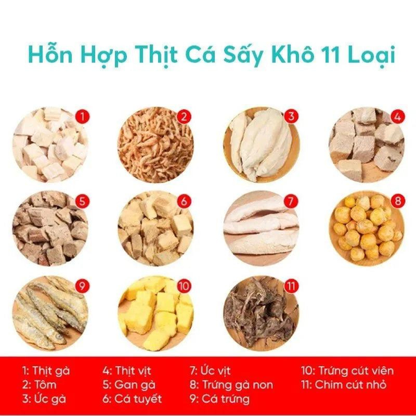 Hỗn Hợp Thịt Cá Sấy Khô Cho Chó Mèo 11 Loại (100g)