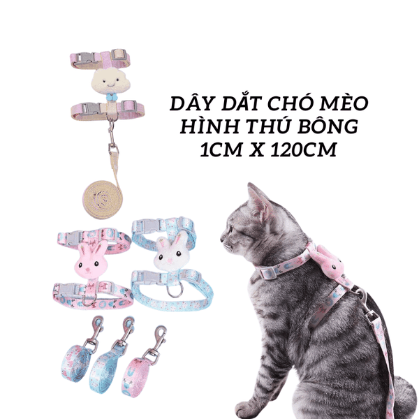 Dây Dắt Chó Mèo Hình Thú Bông 1cm X 120cm