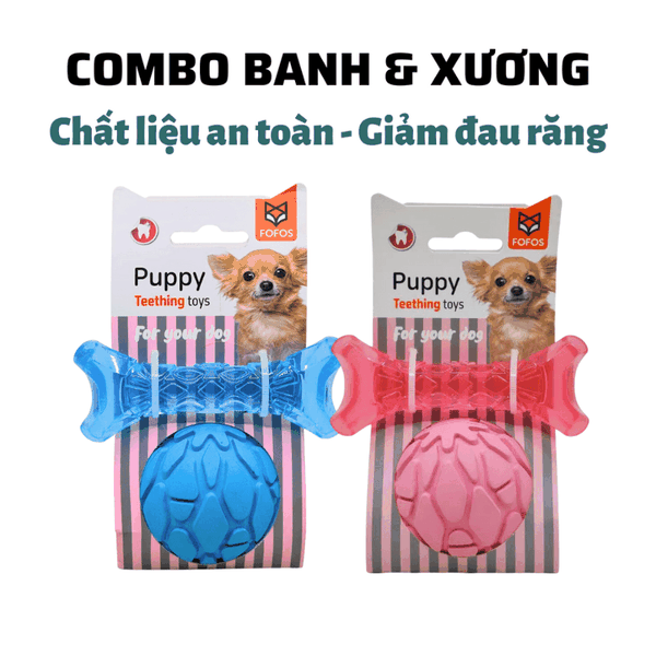 Đồ Chơi Cho Chó Set Xương & Banh Cao Su Fofos