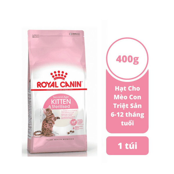 Hạt Cho Mèo Con Triệt Sản Royal Canin Kitten Sterilised (400g)
