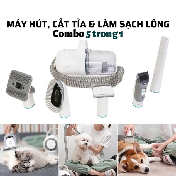 Máy Cắt Tỉa, Hút Lông & Chải Lông Cho Chó Mèo Petq G2 5in1
