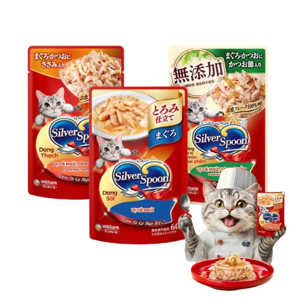 Pate Cho Mèo Silver Spoon Dạng Thạch & Sốt (60g)