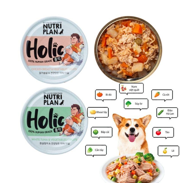 Pate Cho Chó Thịt & Rau Củ Nutri Plan Holic (Lon (85g)