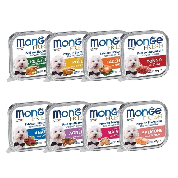 Pate Cho Chó Monge Nhiều Vị Thơm Ngon (100g) (Nhập Khẩu Ý) (combo 24 Hộp)