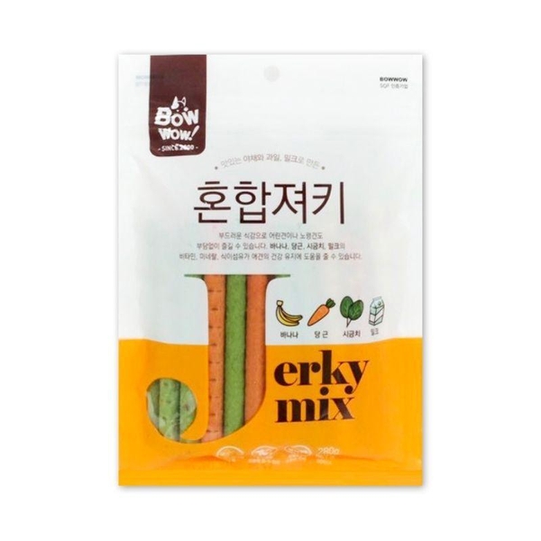 Bánh Thưởng Cho Chó Mèo Que Thịt & Rau Củ Bowwow Jerky Mix (280g)