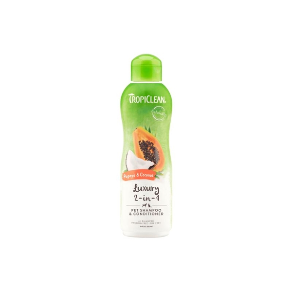 Sữa Tắm & Xả Cho Chó Mèo Tropiclean 2 Trong 1 Hương Đu Đủ & Dừa (355ml)