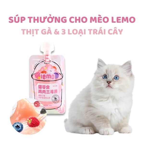 Súp Thưởng Cho Mèo Lemo Trái Cây Nắp Vặn (100g)