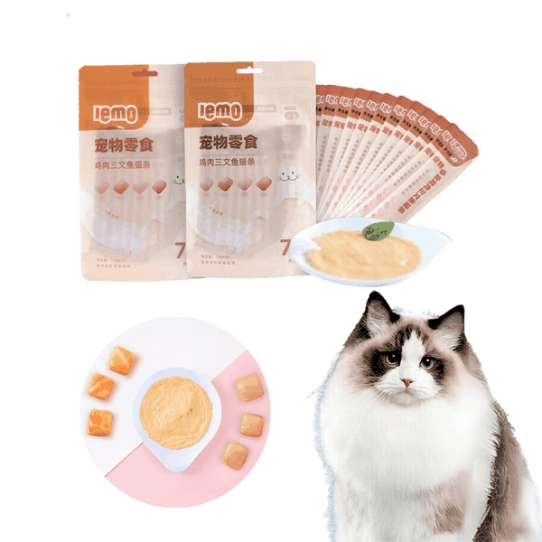 Súp Thưởng Cho Mèo Lemo Vị Ức Gà & Cá Hồi (Túi 10 tuýp*(12g)