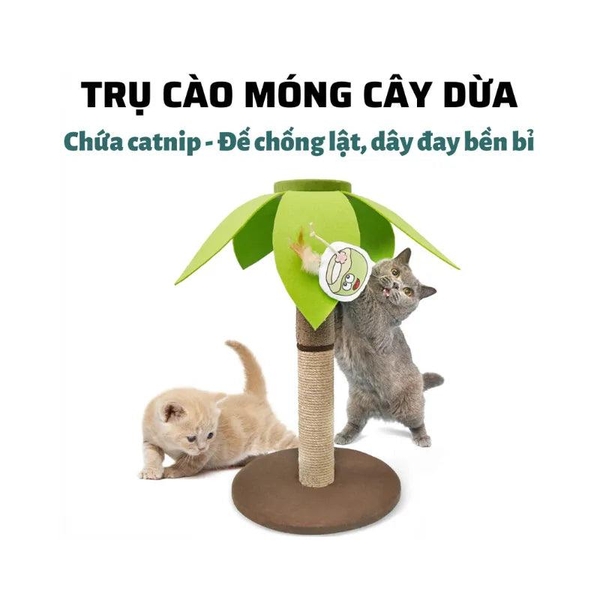 Trụ Cào Móng Mèo Fofos Hình Trụ Cây Dừa Đơn