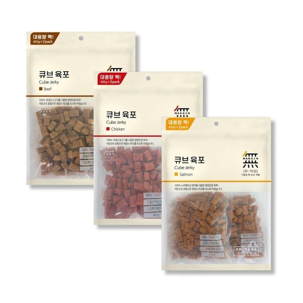 Bánh Thưởng Cho Chó Viên Thịt Bò, Gà & Cá Hồi Bowwow Cube Jerky