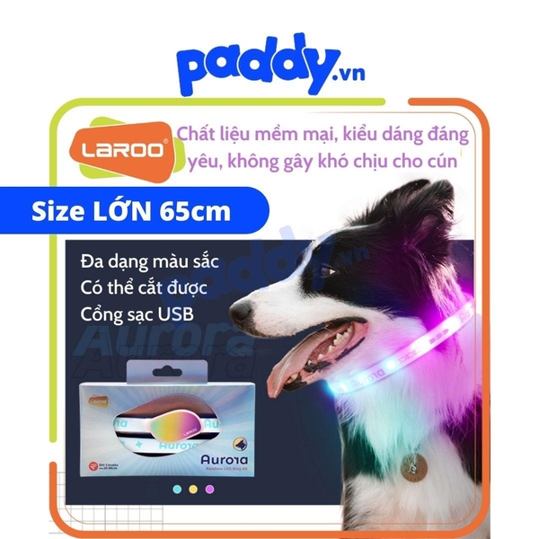 Vòng Cổ Cho Chó Đèn Led Laroo Sạc Usb - Aurora 65cm
