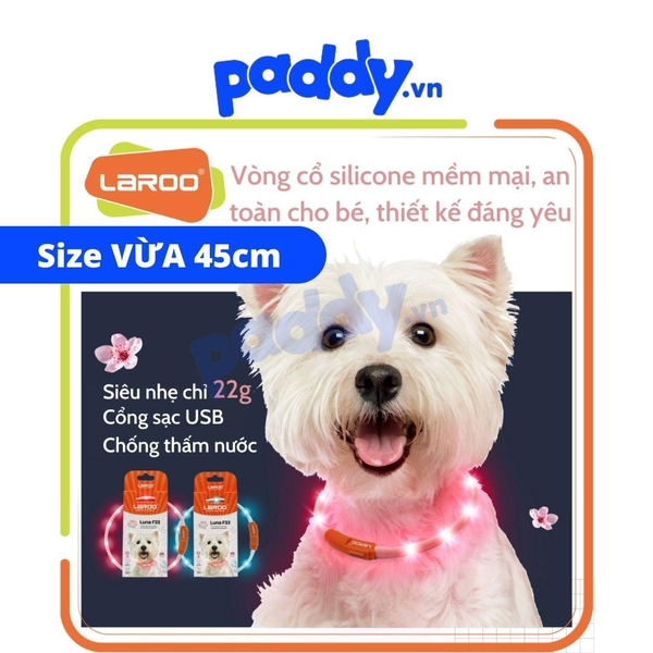 Vòng Cổ Chó Mèo Đèn Led Laroo Sạc Usb - F33 45cm