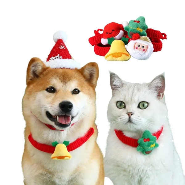 Vòng Cổ Cho Chó Mèo Noel Nhồi Bông