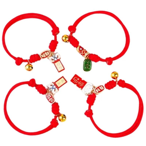 Vòng Cổ Tết Cho Chó Mèo Dây Thừng Rút Đỏ 18-32cm
