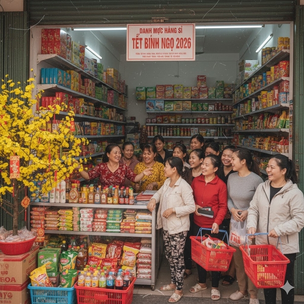 Nguồn Hàng Sỉ Tết Bính Ngọ 2026: Tạp Hóa Hồng Châu Chuyên Cung Cấp Sỉ Đầy Đủ Hàng Hóa Tại Chợ Mới, An Giang