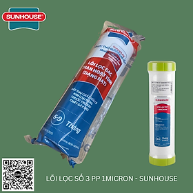 Combo 3 lõi lọc nước số 123 Sunhouse lắp vừa cốc lọc thô 10 inch máy lọc RO