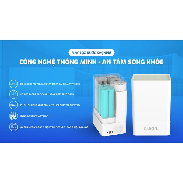 Máy lọc nước Karofi KAQ-U98 10 lõi lọc. Máy lọc nước KAROFI mới nhất 2025