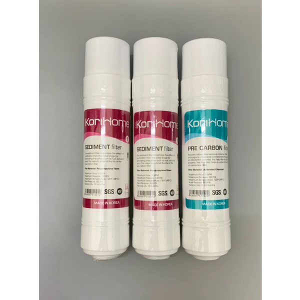 Bộ 3 lõi lọc thô Korihome (Combo 3 lõi lọc Korihome) - 2 lõi Sediment và 1 lõi Pre-Carbon