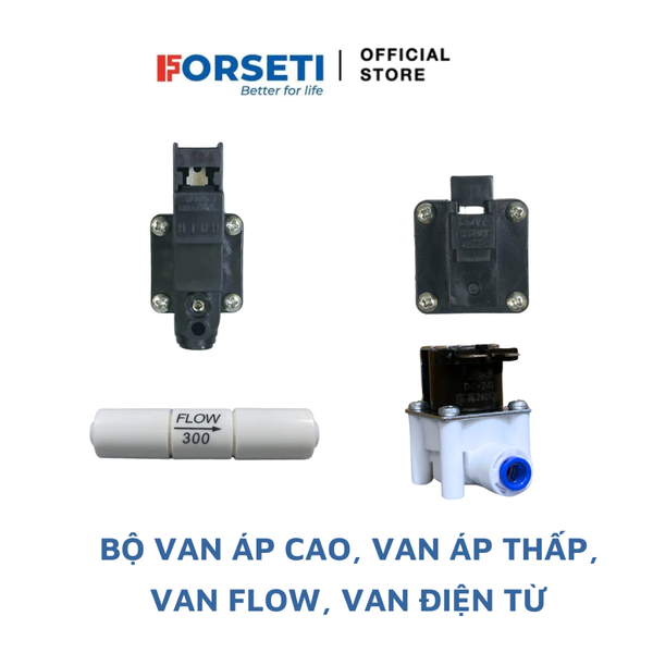 Combo 4 van áp cao, van áp thấp, van flow, van điện từ cho máy lọc Karofi, Kangaroo, Forseti,....- Đổi 1 trong 7 ngày