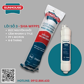 Bộ 3 lõi lọc thô đúc cắm nhanh dùng cho cây nước nóng lạnh Sunhouse model SHA76214CK-S
