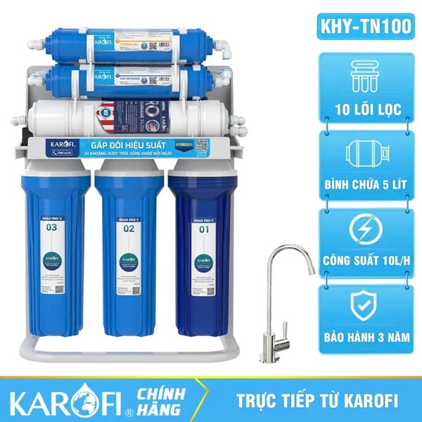 Máy Lọc Nước Karofi KHY-TN100. Máy lọc nước để gầm 10 lõi có Hydrogen bán chạy nhất 2025