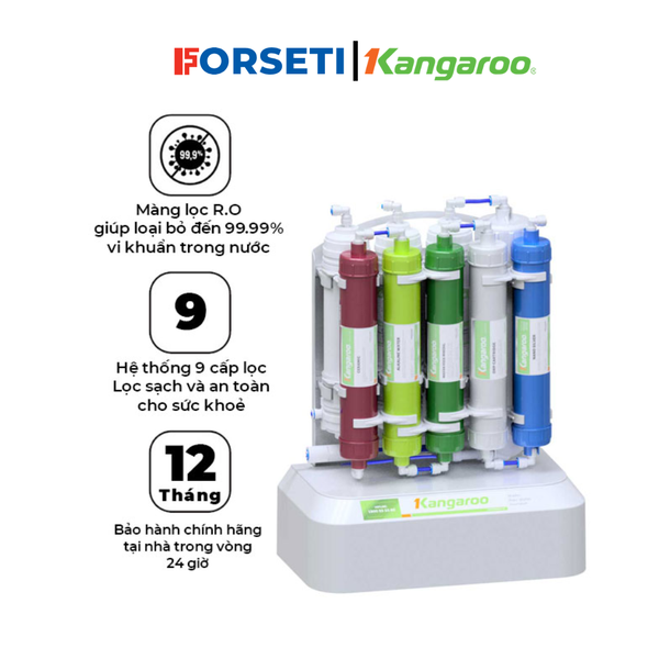 Máy lọc nước để gầm Kangaroo KGRP88 – 9 cấp lọc, bảo hành trong 24 tháng. Mẫu máy lọc nước nhỏ gọn thiết kế mới nhất 2025