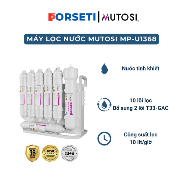 Máy lọc nước Mutosi MP-U1368 - 10 Lõi Để Gầm Thiết kế mới siêu nhỏ gọn 2025