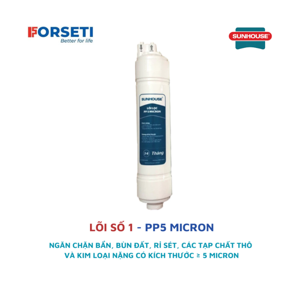 Bộ 3 lõi lọc thô đúc cắm nhanh dùng cho cây nước nóng lạnh Sunhouse model SHA76214CK-S