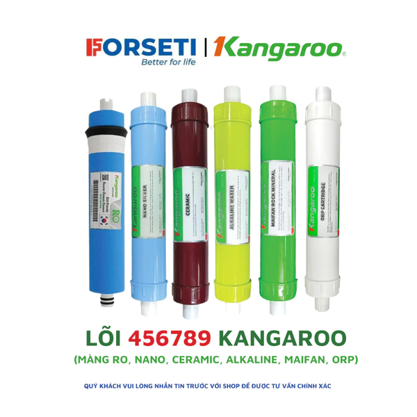 Combo 6 lõi lọc nước Kangaroo gồm màng RO + 5 lõi khoáng (nano, ceramic, alkaline, maifan, orp)