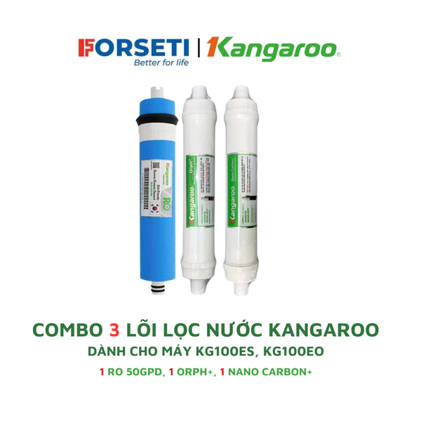 Combo 7 Lõi Lọc Nước Dành Cho Máy KG100ES, KG100EO Kangaroo (123HK + Cation Karofi + RO 50GPD + OrpH+ và Nano Carbon+)